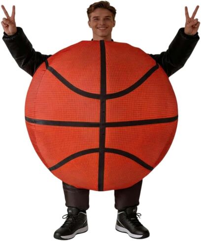 Lormaka Inflatable Basketball Costume for Adults, Funny Blow Up Suit, One Size Fits Most, Orange, Halloween Cosplay, Sports Party in Saudi Arabia
