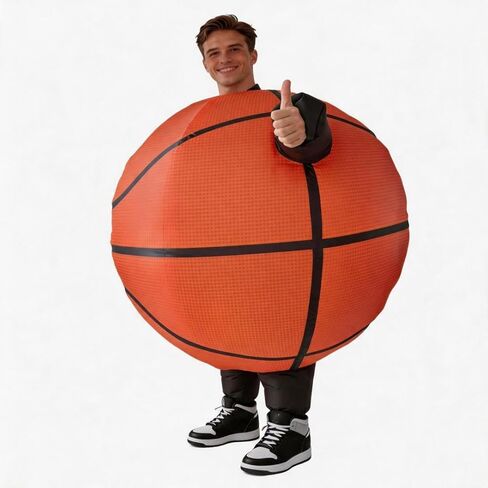 Lormaka Inflatable Basketball Costume for Adults, Funny Blow Up Suit, One Size Fits Most, Orange, Halloween Cosplay, Sports Party in Saudi Arabia