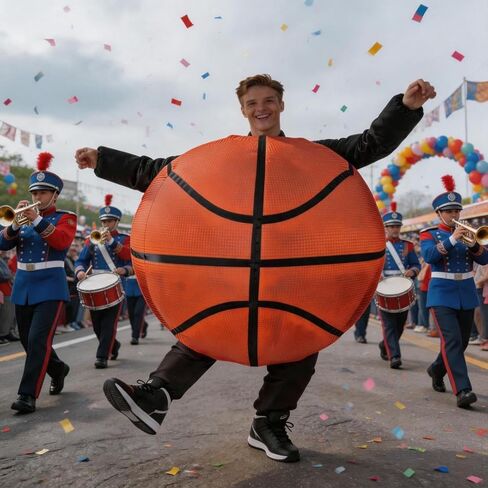 Lormaka Inflatable Basketball Costume for Adults, Funny Blow Up Suit, One Size Fits Most, Orange, Halloween Cosplay, Sports Party in Saudi Arabia