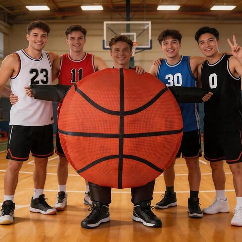 Lormaka Inflatable Basketball Costume for Adults, Funny Blow Up Suit, One Size Fits Most, Orange, Halloween Cosplay, Sports Party in Saudi Arabia