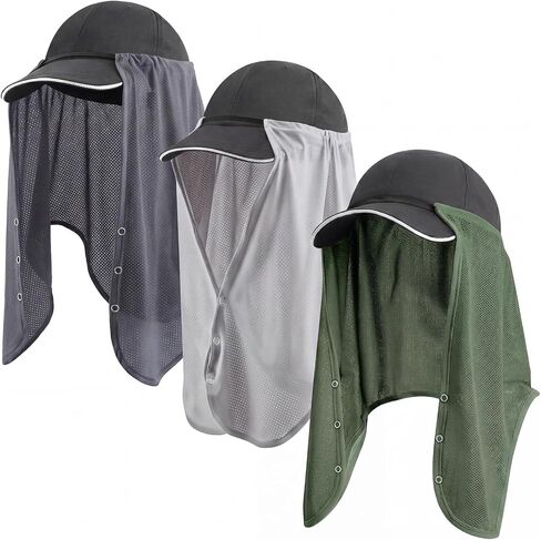 Geyoga 3 Pcs UV Sun Protection Neck Drape Adjustable Unisex 2-in-1 Multifunctional Neck Protector Cooling Breathable Outdoor in Saudi Arabia