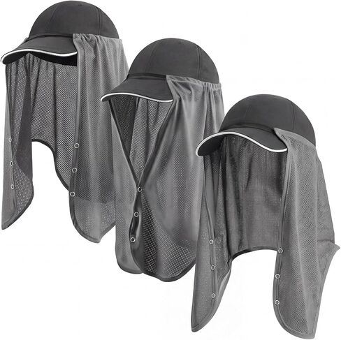 Geyoga 3 Pcs UV Sun Protection Neck Drape Adjustable Unisex 2-in-1 Multifunctional Neck Protector Cooling Breathable Outdoor in Saudi Arabia