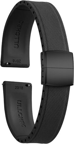FKM Rubber Watch Strap 20mm, Quick Release Watch Band 22mm for Men Women, Waterproof Soft Premium Fluororubber Cut to Size 18mm 19mm 21mm 23mm 24mm Deployment Clasp in Kuwait