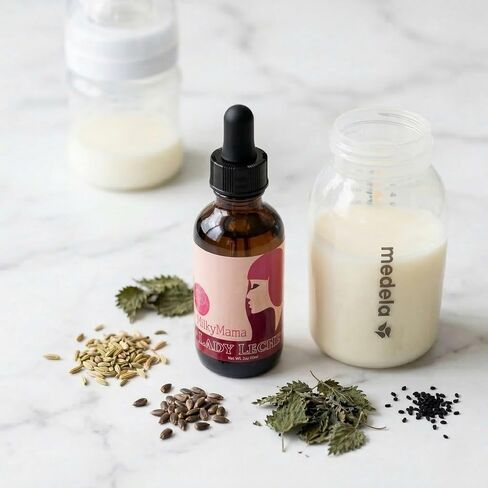 Milky Mama Lady Leche Lactation Supplement Drops – Herbal Lactation Support for Breastfeeding Moms – Fenugreek-Free Lactation Supplement – Liquid Drops – 2 oz Bottle in Kuwait