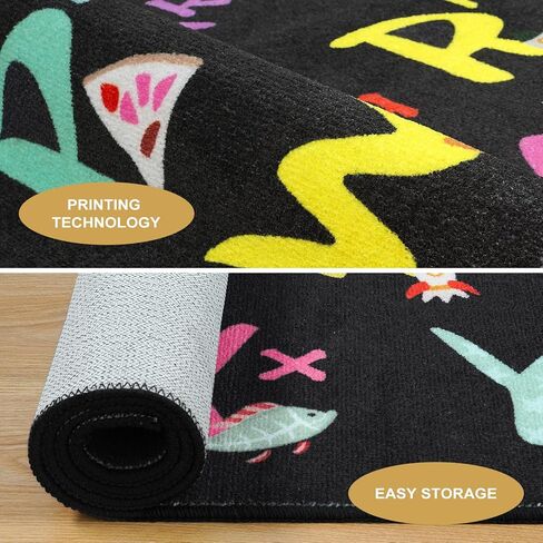 LIVEBOX 7'5" x 13' Black ABC Kids Classroom Carpet, Large Washable Alphabet Educational Learning Area Rugs for Classroom Elementary, Non-Slip Preschool Kids Teacher Rug for Kindergarten Daycare Baby in Saudi Arabia