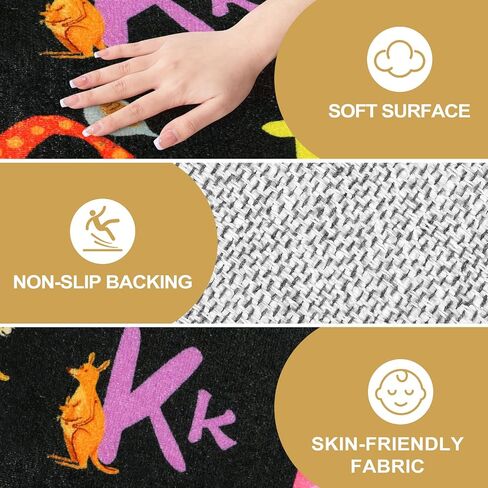 LIVEBOX 7'5" x 13' Black ABC Kids Classroom Carpet, Large Washable Alphabet Educational Learning Area Rugs for Classroom Elementary, Non-Slip Preschool Kids Teacher Rug for Kindergarten Daycare Baby in Saudi Arabia