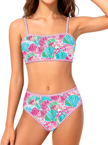 MIGU Girls Swimsuit Bathing Suits for Girls Bikini Set Pink Floral Girl Swimwear for Beach Pool Vacation Swim Suit 9-16Y in Saudi Arabia