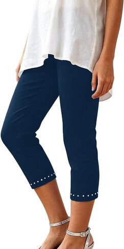 Lightweight Capris for Women High Waist Stretchy Carpi Cropped Pants Workout Yoga Pants Comfy Lounge Trousers in Saudi Arabia