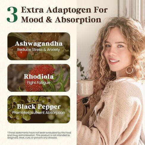 Fidus 16 Mushroom Supplement Powder with 1,730mg per Serving, 90 Day Servings Mushroom Coffee Alternative for Immunity, Focus & Energy with Ashwagandha, Lion's Mane, Reishi, 100% Fruiting Bodies in Saudi Arabia