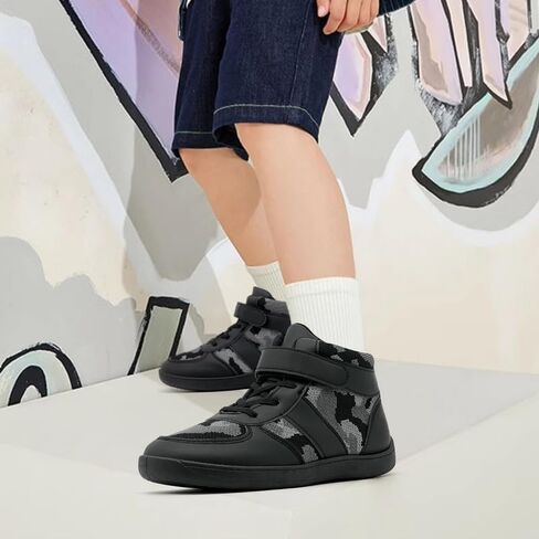 Big Kids Barefoot for Girls Boys Wide Toe Shoes High Top Wrestling Boxing Shoes Comfort Hiking Boots Comfort Zero Drop Minimalist Sneaker for Kid Camouflage Black in Kuwait