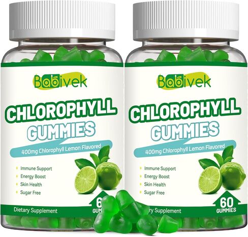Chlorophyll Gummies,Supports Healthy Skin and Internal Deodorant* & Immune System with ACV, Black Seed Oil, Probiotics, Non-GMO, Sugar Free Vegan 60 Gummies in Saudi Arabia
