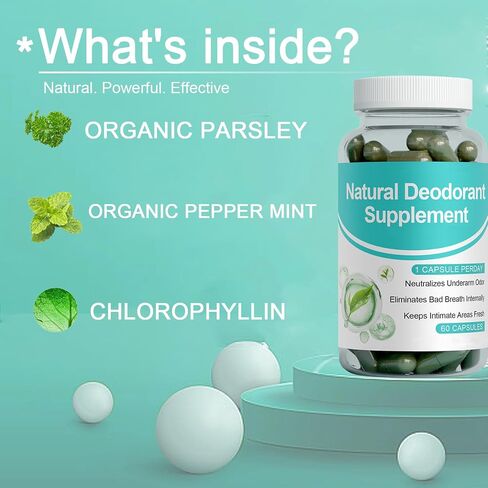 Mintora Bad Breath Capsules with Chlorophyll, Body Deodorizing Supplement, Chlorophyll Capsules, Internal Deodorant Supplement for Men & Women, Natural Odor Control for Bad Breath & Gut Health(1PC) in Saudi Arabia