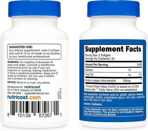 Nutricost Chlorophyll (100mg) 60 Softgels - 30 Servings in Saudi Arabia