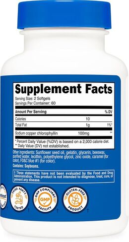 Nutricost Chlorophyll (100mg) 120 Softgels - Gluten-Free, 60 Servings in Saudi Arabia