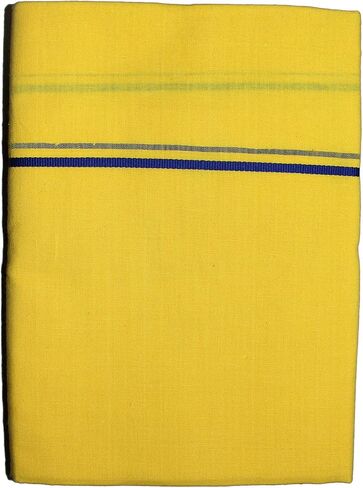Prakasam Cotton Mens Single Colour Dhoti/Single mundu/1.30X2.00 Meter Single dhoti (Yellow) in Saudi Arabia