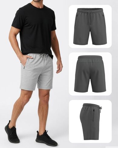 PURE CHAMP Athletic Shorts for Men 3 Pack Casual Shorts 8" Basketball Gym Shorts with Zipper Pockets Size Small- 3XL in Saudi Arabia