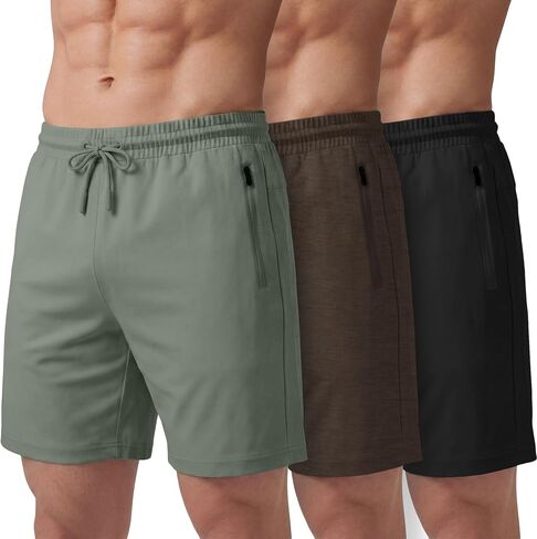 PURE CHAMP Athletic Shorts for Men 3 Pack Casual Shorts 8" Basketball Gym Shorts with Zipper Pockets Size Small- 3XL in Saudi Arabia