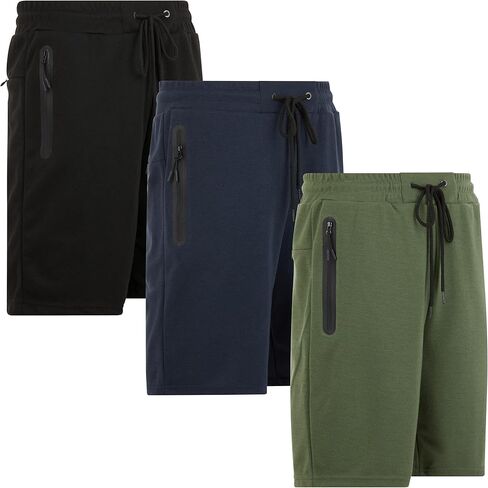 PURE CHAMP Athletic Shorts for Men 3 Pack Casual Shorts 8" Basketball Gym Shorts with Zipper Pockets Size Small- 3XL in Saudi Arabia