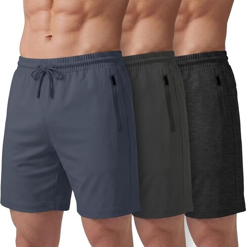 PURE CHAMP Athletic Shorts for Men 3 Pack Casual Shorts 8" Basketball Gym Shorts with Zipper Pockets Size Small- 3XL in Saudi Arabia