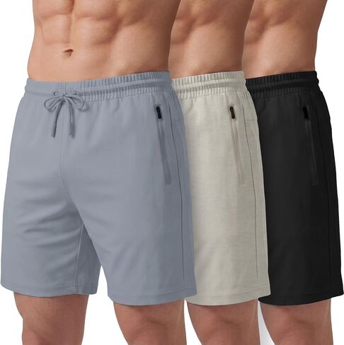 PURE CHAMP Athletic Shorts for Men 3 Pack Casual Shorts 8" Basketball Gym Shorts with Zipper Pockets Size Small- 3XL in Saudi Arabia
