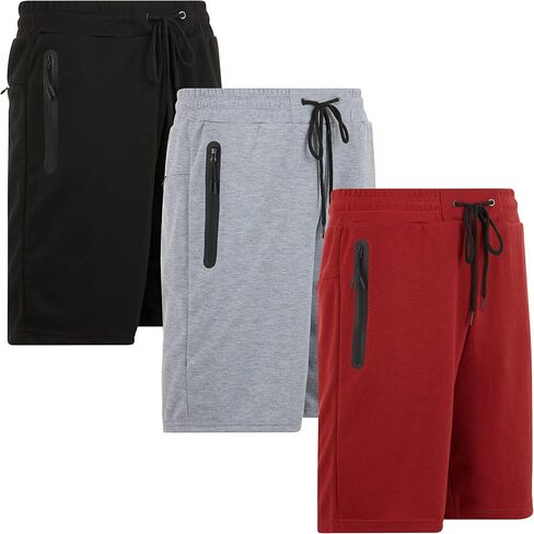 PURE CHAMP Athletic Shorts for Men 3 Pack Casual Shorts 8" Basketball Gym Shorts with Zipper Pockets Size Small- 3XL in Saudi Arabia