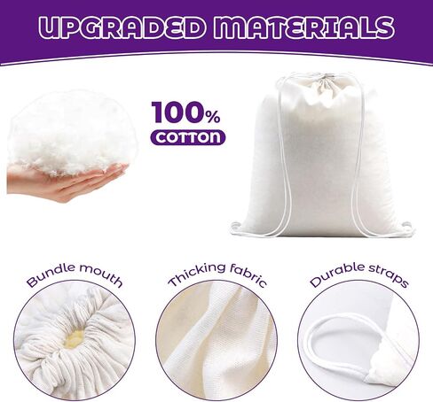 6 Pcs 16x13.4 Inch Cotton Dyeing Drawstring Bags White DIY Craft for Party Favors, Summer Camp Activities, Blank Pure Cotton bags for Fabric Tie Dye in Saudi Arabia