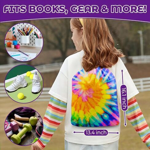 6 Pcs 16x13.4 Inch Cotton Dyeing Drawstring Bags White DIY Craft for Party Favors, Summer Camp Activities, Blank Pure Cotton bags for Fabric Tie Dye in Saudi Arabia