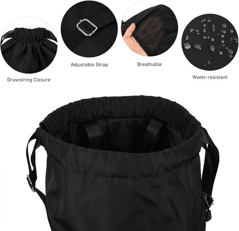 Valleycomfy Waterproof Drawstring Gym Backpack Bag for Men & Women,Sports Gym Bag with Side Pocket Black in Saudi Arabia