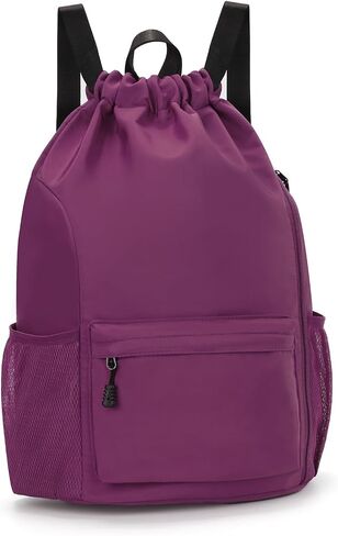 Valleycomfy Waterproof Drawstring Gym Backpack Bag for Men & Women,Sports Gym Bag with Side Pocket Black in Saudi Arabia