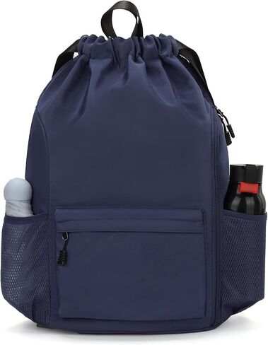 Valleycomfy Waterproof Drawstring Gym Backpack Bag for Men & Women,Sports Gym Bag with Side Pocket Black in Saudi Arabia