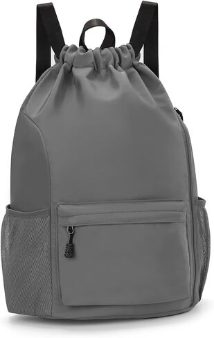 Valleycomfy Waterproof Drawstring Gym Backpack Bag for Men & Women,Sports Gym Bag with Side Pocket Black in Saudi Arabia