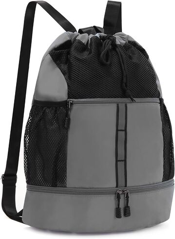 Valleycomfy Waterproof Drawstring Gym Backpack Bag for Men & Women,Sports Gym Bag with Side Pocket Black in Saudi Arabia