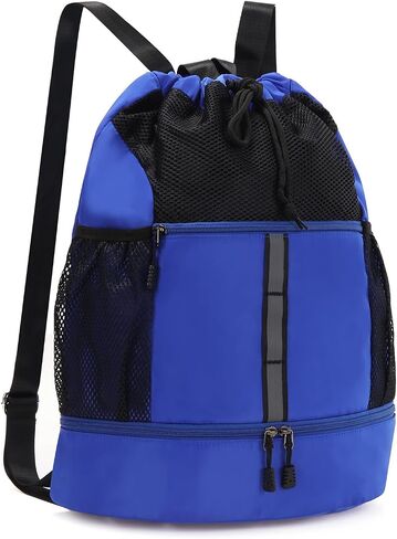 Valleycomfy Waterproof Drawstring Gym Backpack Bag for Men & Women,Sports Gym Bag with Side Pocket Black in Saudi Arabia
