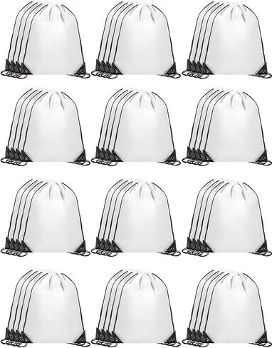 ZenNex 50 Pcs Drawstring Backpacks Bulk, 16.5x13.4 Inches Reusable Cinch Sack Bags for Gym Sports Beach School Travel and Party Favors, Assorted Colors(50, White) in Saudi Arabia