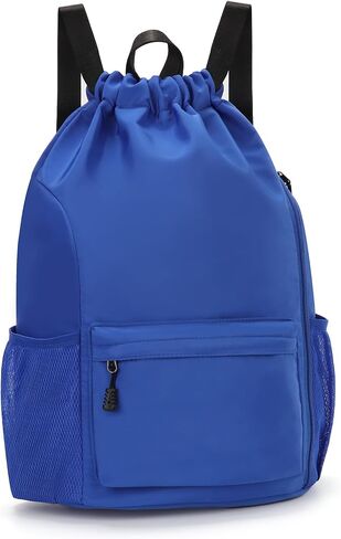 Valleycomfy Waterproof Drawstring Gym Backpack Bag for Men & Women,Sports Gym Bag with Side Pocket Black in Saudi Arabia