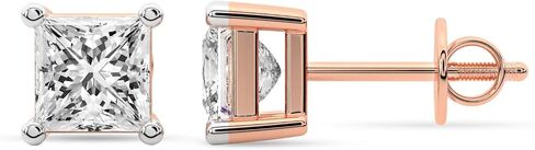 أقراط مرصعة بالماس من Friendly Diamonds Lab بوزن إجمالي 1-12 قيراط - سوليتير مستدير معتمد من IGI، FG-VS، 4 شقوق، ذهب 10/14 قيراط أو بلاتين in Kuwait