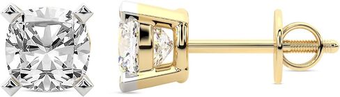 أقراط مرصعة بالماس من Friendly Diamonds Lab بوزن إجمالي 1-12 قيراط - سوليتير مستدير معتمد من IGI، FG-VS، 4 شقوق، ذهب 10/14 قيراط أو بلاتين in Kuwait