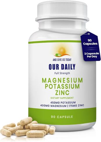 Our Daily Vites, Potassium Magnesium Supplement w/Zinc 1025mg – 90 Capsules – Supports Leg Cramps, Muscle Recovery & Bone Health – High Absorption Electrolyte Formula – Non-GMO, Gluten Free in Saudi Arabia