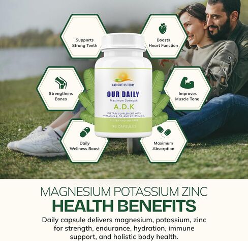 Our Daily Vites, Potassium Magnesium Supplement w/Zinc 1025mg – 90 Capsules – Supports Leg Cramps, Muscle Recovery & Bone Health – High Absorption Electrolyte Formula – Non-GMO, Gluten Free in Saudi Arabia