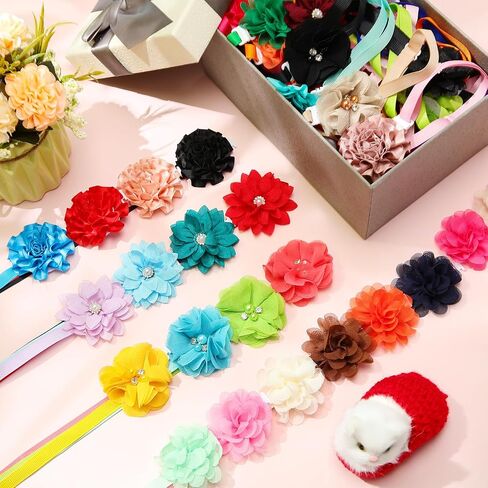 Reginary 100 Pcs Flowers Dog Collar Bulk Summer Floral Pet Bowtie Adjustable Nylon Multicolor Cat Accessory for Small Pets Dog Cat in Saudi Arabia