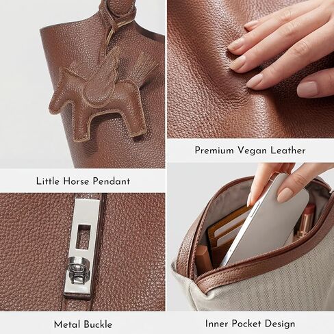 Tote Bag for Women Top Handle Handbag Satchel Bag for Women Vegan Leather Lock Design Bucket Purse for Work Evening in Saudi Arabia