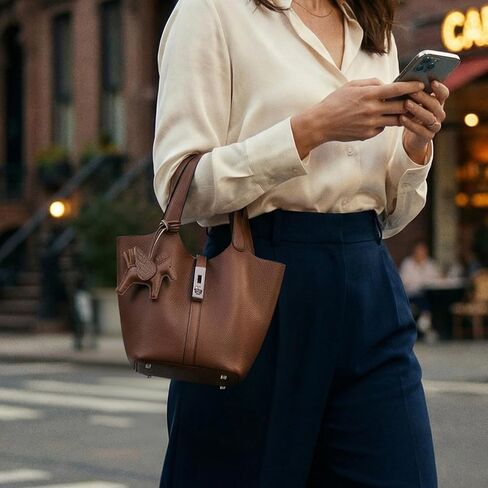 Tote Bag for Women Top Handle Handbag Satchel Bag for Women Vegan Leather Lock Design Bucket Purse for Work Evening in Saudi Arabia