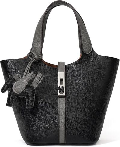 Tote Bag for Women Top Handle Handbag Satchel Bag for Women Vegan Leather Lock Design Bucket Purse for Work Evening in Saudi Arabia