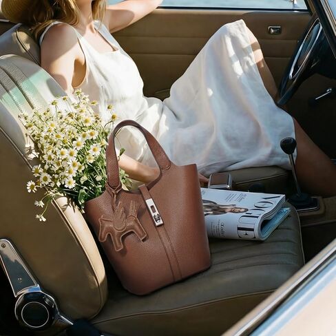 Tote Bag for Women Top Handle Handbag Satchel Bag for Women Vegan Leather Lock Design Bucket Purse for Work Evening in Saudi Arabia