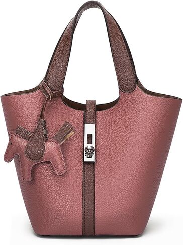 Tote Bag for Women Top Handle Handbag Satchel Bag for Women Vegan Leather Lock Design Bucket Purse for Work Evening in Saudi Arabia