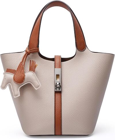 Tote Bag for Women Top Handle Handbag Satchel Bag for Women Vegan Leather Lock Design Bucket Purse for Work Evening in Saudi Arabia