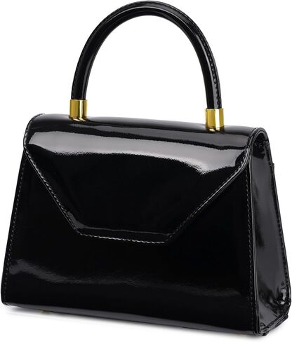 Women's Patent Leather Clutch Purse Top Handle Crossbody Handbag with Detachable Strap for Day and Night in Saudi Arabia