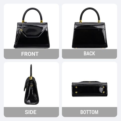 Women's Patent Leather Clutch Purse Top Handle Crossbody Handbag with Detachable Strap for Day and Night in Saudi Arabia
