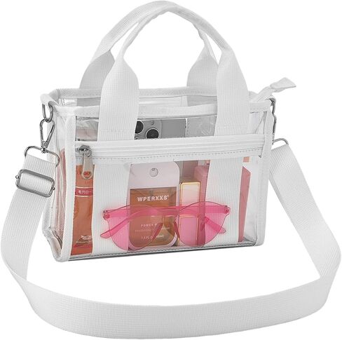 Clear Tote Bag for Women, Transparent PVC Top Handle Handbag, Durable Clear Bag for Stadium Events, Daily Use in Saudi Arabia