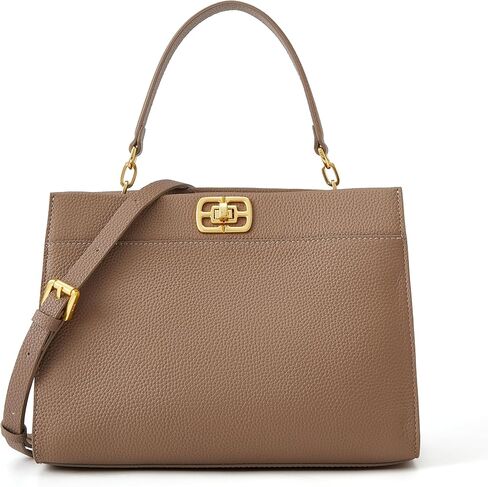 ELLE Women's Structured Full Grain Leather Top Handle Bag with Detachable Strap in Saudi Arabia